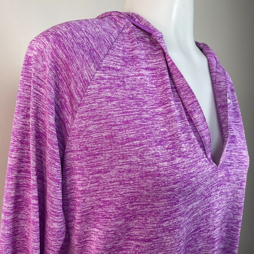 Under Armour Top Small Purple Hooded Loose Fit Long Sleeve Gym T-Shirt Women's - Picture 2 of 11